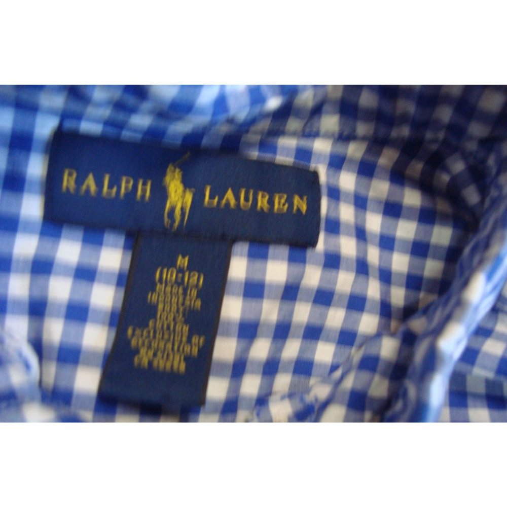 Lot of 2 Ralph Lauren Boys Gingham Print Button Down Shirts Red Blue, M - Picture 6 of 6